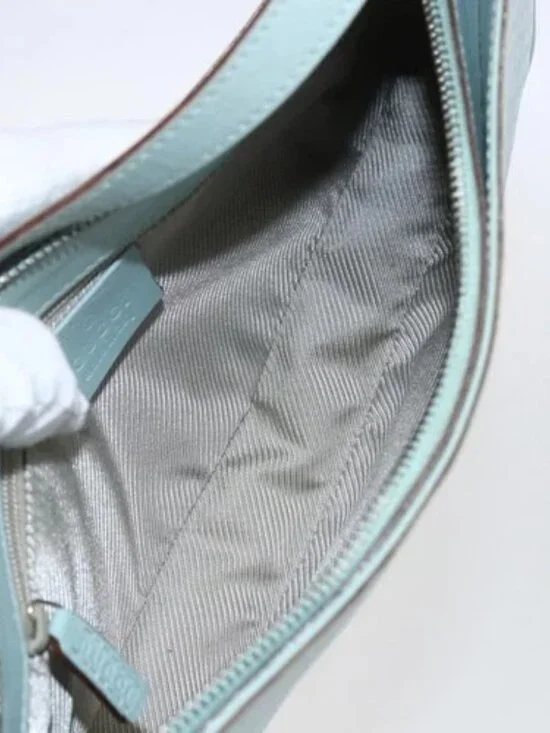 GUCCI Micro GG Canvas Shoulder Bag Leather Light Blue Gold 001 5155 Auth 173651 - Picture 12 of 16
